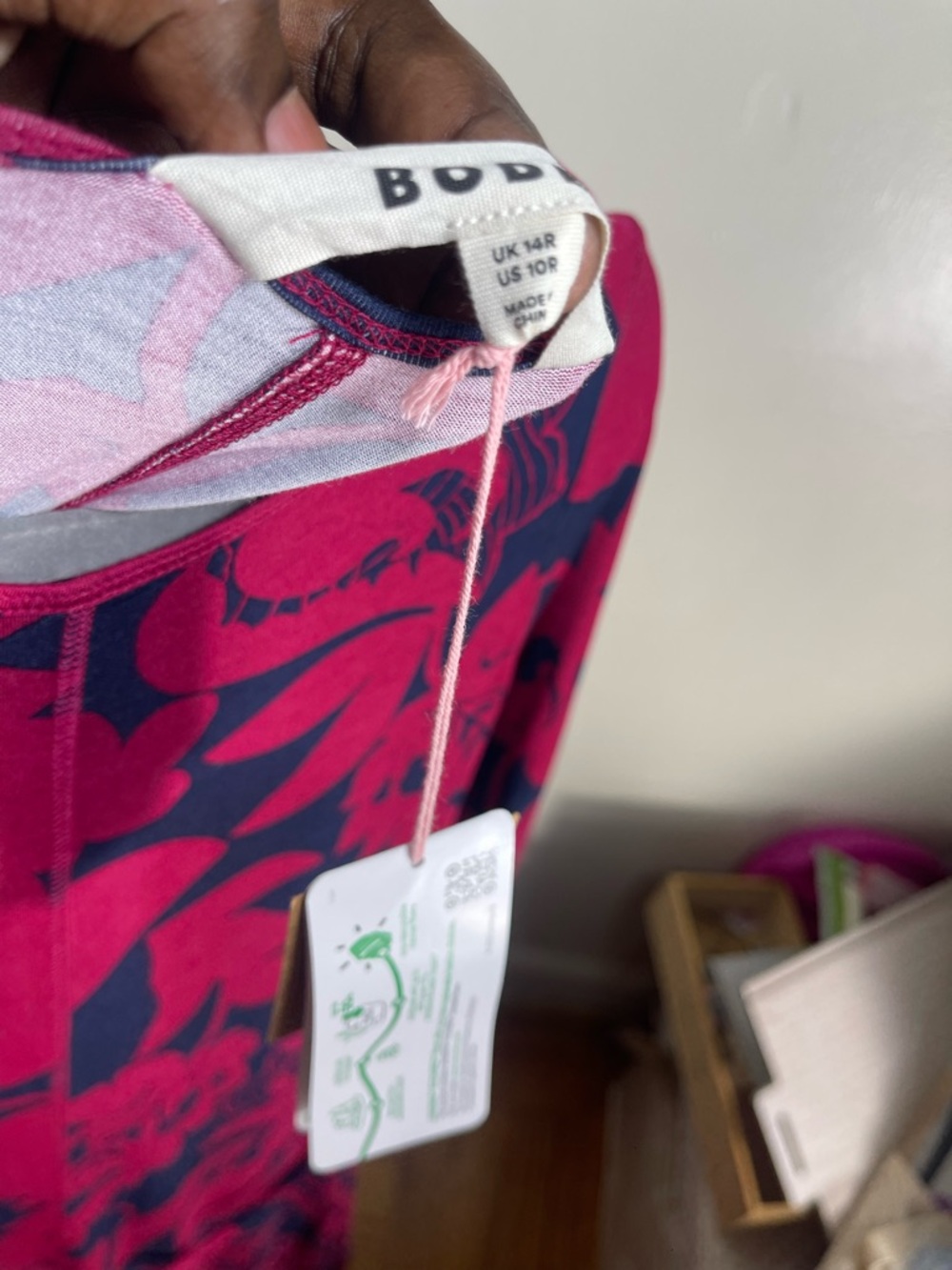 Boden Lucy Jersey Midi Dress Warm Cranberry Tulip Bloom Floral NWT Size 10 - Picture 7 of 7